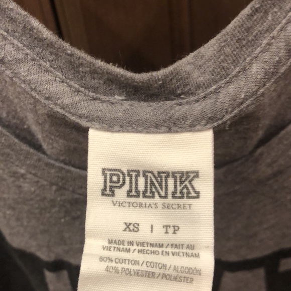 New Victoria’s Secret Pink I hate running graphic striped cut off tank top - Picture 3 of 4